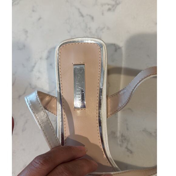 ASOS Be Mine Wide Fit Bridal Ruhi low block heeled sandals ivory satin size 10W - Picture 8 of 10